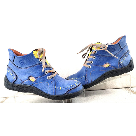 TMA EYES Stitching Shoes Leather Lace-up Handwork Casual Boots Womans Size 10.5 - Picture 1 of 13